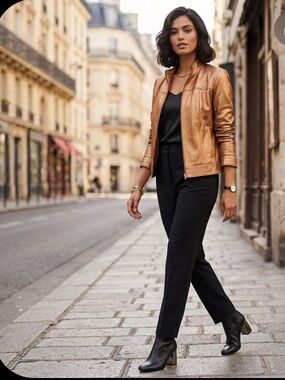 Paradox Vintage 100%genuine leather Moto Women’s jacket bronze/gold Size 8